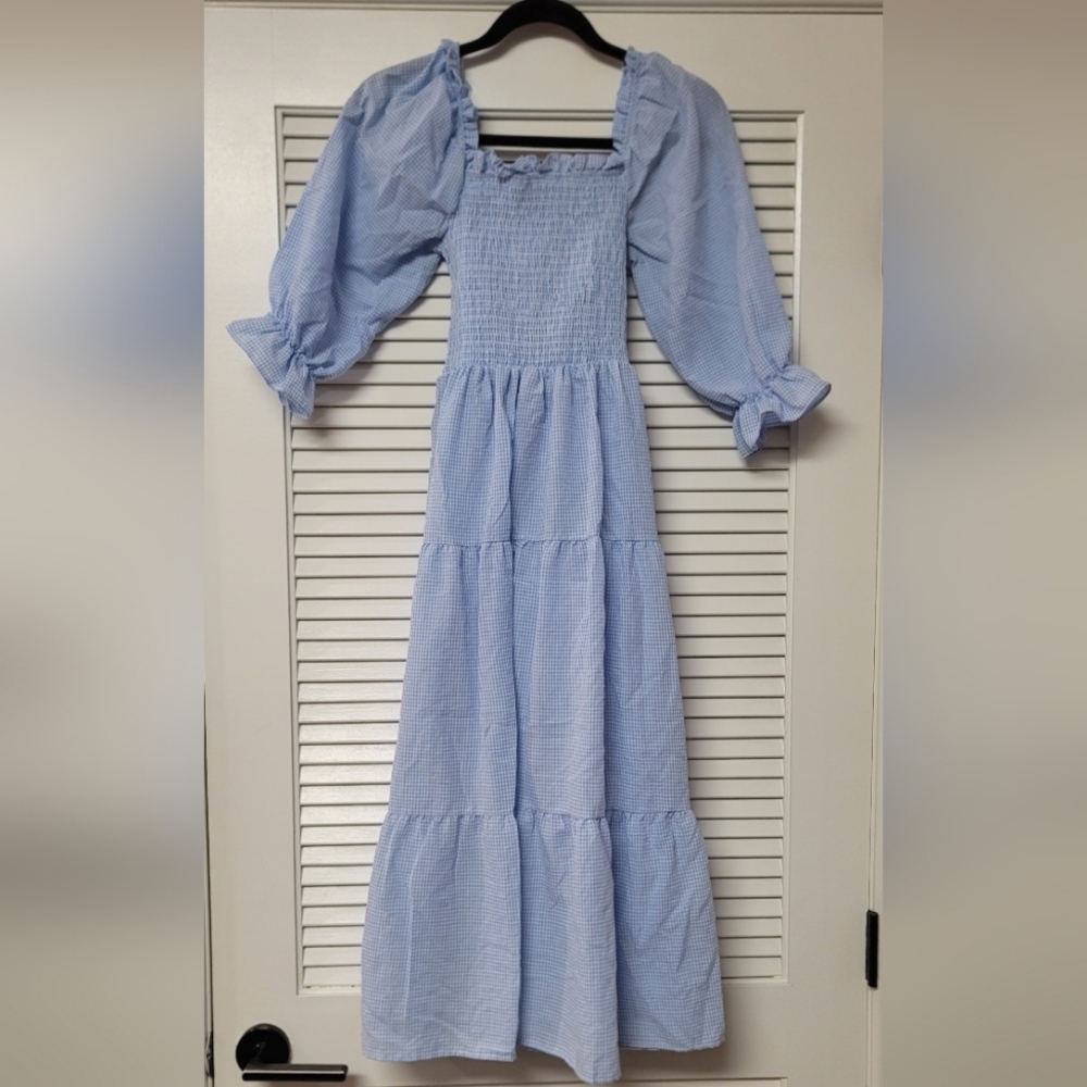 Off-Shoulder Ruffle Puff Sleeve Long Dress With Waist Tie